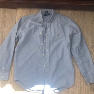 Ralph Lauren Light Blue Button-Down Oxford Shirt  with flaws see pictures- 14